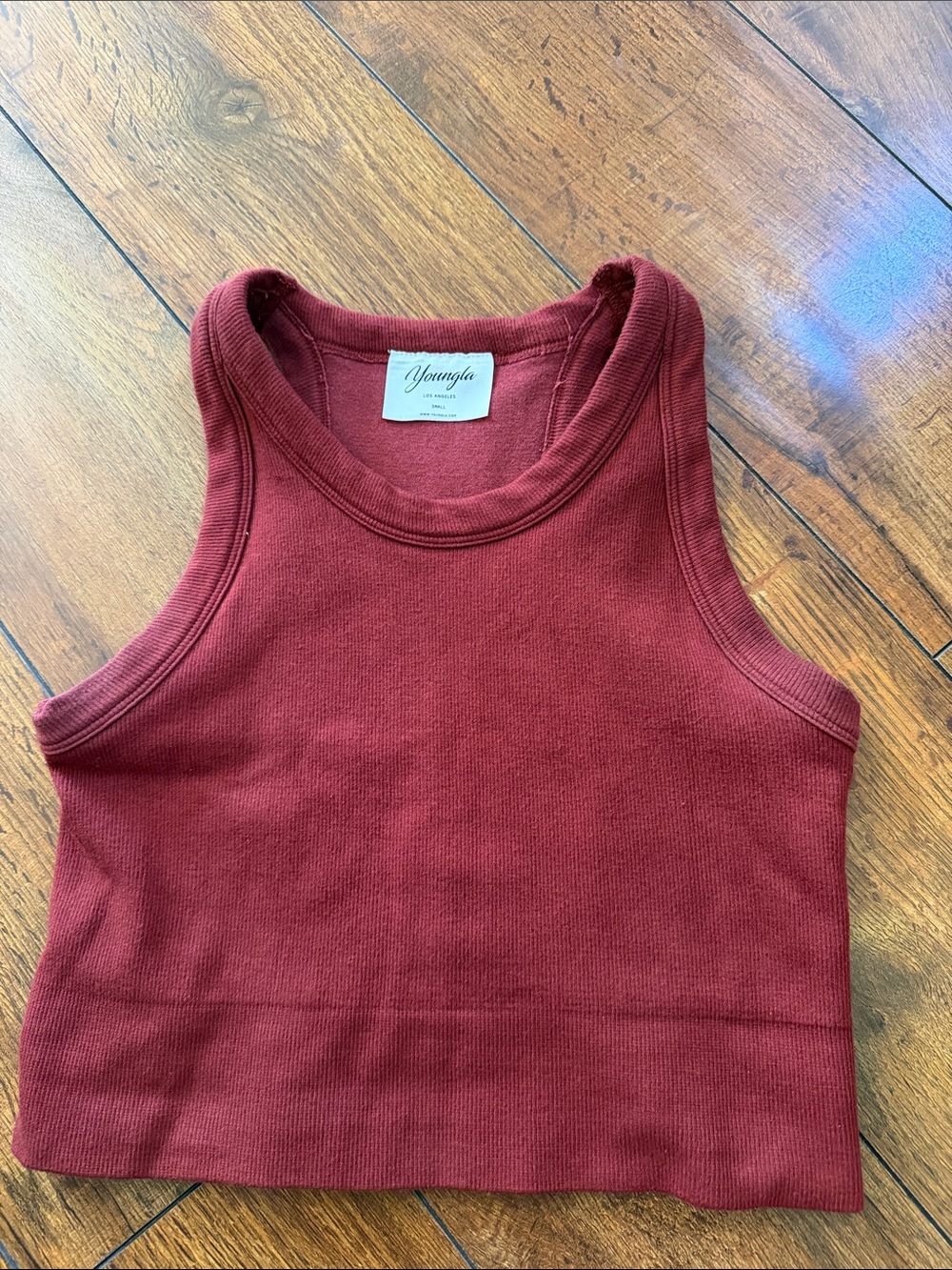 YoungLA Ribbed Cropped Tank - Wine